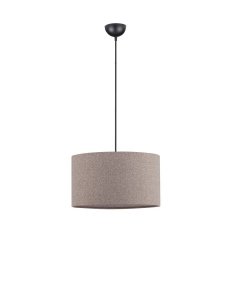 Lampa wisząca brązowa lniany abażur okrągły uniwersalna minimalistyczna dekoracyjna Luces Exclusivas