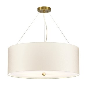 Lampa wisząca 66 cm Pearce 5 źródeł światła postarzany mosiądz jedwabny abażur minimalistyczna DL-PEARCE26-5LT-IV-AB ELSTEAD LIGHTING