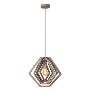 Drewniana lampa wisząca odcienie szarości nowoczesna boho designerska możliwość ściemniania MAURO 77489/33/41 LUCIDE