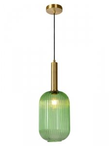 Nowoczesna designerska lampa wisząca szklany zielony ryflowany klosz MALOTO 45386/20/33 Lucide