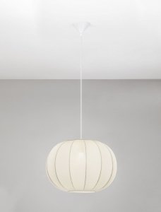 Lampa wisząca biała jedwabna okrągła designerska nowoczesna minimalistyczna skandynawska nad stół Luces Exclusivas