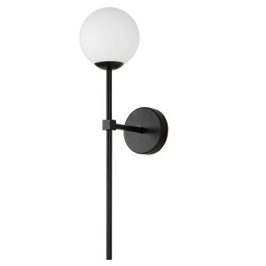 Nowoczesny stylowy designerski czarny kinkiet biała szklana kula PIRULETA LP-008/1W BK Light Prestige IP44