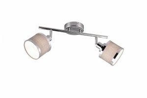 Nowoczesny plafon lampa sufitowa podwójna srebrna tkaninowy abażur uniwersalna minimalistyczna ściemnialna AROSA 812100206 Trio