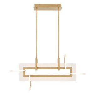 Lampa wisząca kątowa prostokątna INIZIO QN-INIZIO-LP-S-BG złoto szczotkowane wyspowa jadalniana LED 46W 3000K