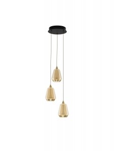 Nowoczesna lampa wisząca LED potrójna owalna złoty szklany klosz uniwersalna klasyczna możliwość ściemniania RORIZNO LE45113 Luces Exclusivas