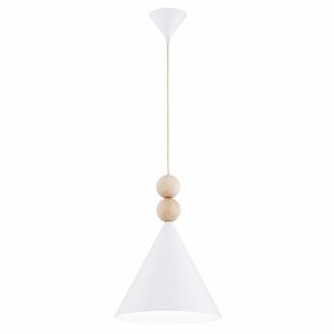 Lampa wisząca stożek z drewnianym dekorem duża skandynawska elegacka KEGEL 8632 Argon