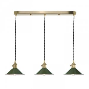Mosiądzowana Lampa Wisząca Vintage Zielone Klosze HADANO HAD3640-07 DAR LIGHTING