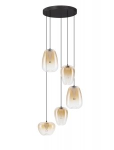 Nowoczesna lampa wisząca LED owalny złoty szklany klosz uniwersalna klasyczna minimalistyczna możliwość ściemniania JAREVIA LE45127 Luces Exclusivas