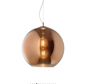 Szklana miedziana kulista lampa wisząca NEMO sp1 d40 Ideal Lux 111919