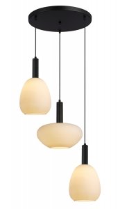 Czarna nowoczesna szklana lampa wisząca Gater Italux PND-23541-3-GD-CHPND-23541-3-BK-OP nad stół do jadalni