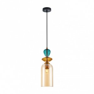 Designerska Lampa Wisząca Szklana Bursztynowy Klosz BUSCO PND-30263-1C-BRO-AMB ITALUX