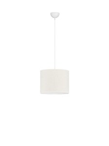 Lampa wisząca biała lniany abażur okrągły 30cm uniwersalna minimalistyczna dekoracyjna Luces Exclusivas