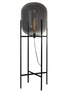 Czarna Nowoczesna Lampa Podłogowa Stojąca Loft Do Salonu LOFT ITALUX MAVERSA FL-82321-1A-L DYMIONE SZKŁO