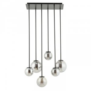 Czarna Lampa Wisząca Minimalistyczna Szare Szklane Klosze TULIA 33498 SIGMA