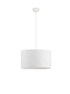 Lampa wisząca biała lniany abażur okrągły uniwersalna minimalistyczna dekoracyjna Luces Exclusivas