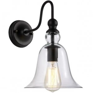 Kinkiet Ścienny CZarny Loft Szklany Klosz PARIS W01796BK COSMO LIGHT