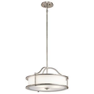Lampa wisząca półplafon Emory 3 źródła światła klasyczny pewter uniwersalna metal i szkło KL-EMORY-P-S-CLP KICHLER