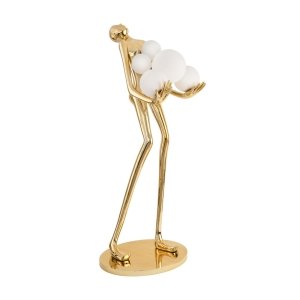 Designerska lampa podłogowa stojąca złota kobieca sylwetka dekoracyjna ozdobna szklane kule WOMAN F9312 gold Step Into Design