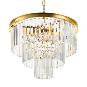Lampa wisząca kryształowa złota okrągła 50cm glamour designerska elegancka nowoczesna ponadczasowa SPLENDORE DN915-50A Step Into Design