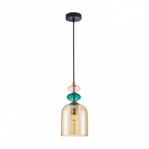 Designerska Lampa Wisząca Szklana Bursztynowy Klosz BUSCO PND-30263-1B-BRO-AMB ITALUX