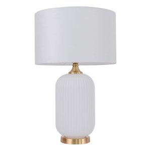 Abażurowa lampa stołowa ceramiczna biała ze złotymi elementami TAMIZA LP-1515/1T big white Light Prestige