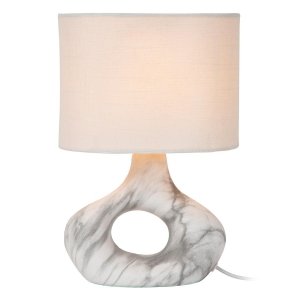 Dekoracyjna lampka stołowa ceramiczna podstawa z lnianym abażurem designerska nowoczesna na komodę TOMEO 47509/81/31 LUCIDE 