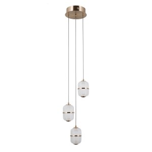 Złota lampa wisząca siatkowany klosz szklany Alani Italux PND-34375-3-HBR lampa jadalniana nad wyspę nad stół