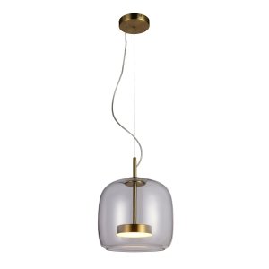 Designerska lampa wisząca led 10W Caste Italux PND-17760A-BRSS-CL nad stół do jadalni