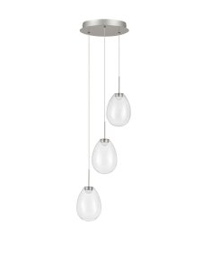 Lampa wisząca potrójna LED srebrna owalna szklana minimalistyczna uniwersalna Luces Exclusivas