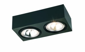 Funkcjonalna nowoczesna metalowa lampa natynkowa plafon czarna podwójna prostokąt kubik RODOS 617 Argon