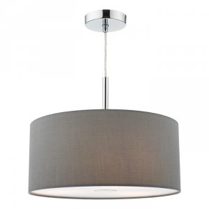 Nowoczesna Lampa Wisząca Abażurowa Szara RONDA RON1039 DAR LIGHTING