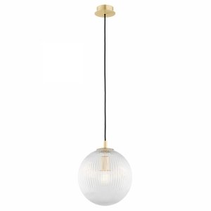 Lampa wisząca elegancka glamour przezroczysta szklana kula 25 cm ryflowane złoto PALOMA 8517 Argon