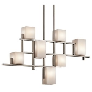 Żyrandol City Lights - 7 źródeł światła Klasyczny pewter geometryczny szklane kwadratowe klosze designerski nowoczesny możliwość ściemniania KL-CITY-LIGHTS7B KICHLER