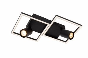 Nowoczesny plafon lampa sufitowa czarna uniwersalna minimalistyczna geometryczna kwadraty dwie tuby ARIANNE 53102/24/30 Lucide