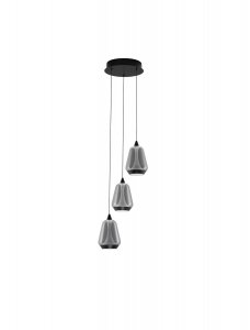 Nowoczesna lampa wisząca potrójna LED owalna czarny szklany klosz uniwersalna klasyczna możliwość ściemniania RORIZNO LE45110 Luces Exclusivas