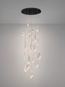 Lampa wisząca LED wielopunktowa owalne szklane klosze z wgłębieniami 81cm designerska nowoczesna ściemnialna ROALES LE46146 Luces Exclusivas