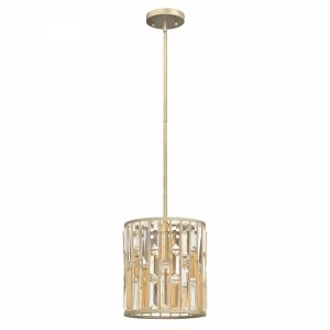 Lampa wisząca Gemma 1 źródło światła Płatki srebra bursztynowe kryształy glamour tuba HK-GEMMA-P-A-SL HINKLEY