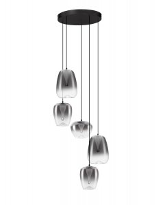 Nowoczesna lampa wisząca LED owalny szary szklany klosz uniwersalna klasyczna minimalistyczna możliwość ściemniania JAREVIA LE45123 Luces Exclusivas