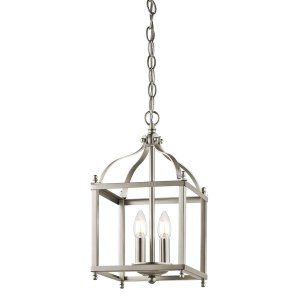 Mała lampa wisząca Larkin 2 źródła światła szczotkowany nikiel designerska metalowa KL-LARKIN-P-S-NI KICHLER