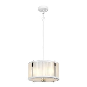 Lampa wisząca Corona 2 źródła światła satynowa biel / polerowany nikiel elegancka minimalistyczna szklana DL-CORONA-2P-WPN ELSTEAD LIGHTING 