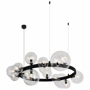 Czarna molekularna lampa wisząca transparentne szklane klosze BUBBLES 15 AZ5875 + AZ5878 Azzardo 