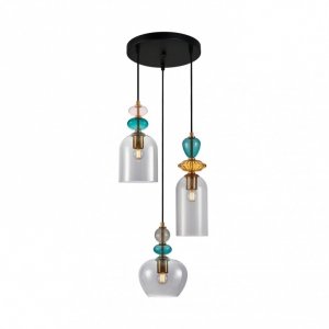 Designerska Lampa Wisząca Szklane Wielokolorowe Klosze BUSCO PND-30263-3A-BRO-SG ITALUX