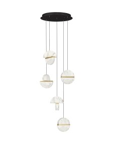 Lampa wisząca wielopunktowa biała LED marmurowe szklane okrągłe klosze 16cm designerska nowoczesna ściemnialna do salonu i sypialni Luces Exclusivas 
