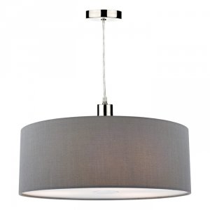 Nowoczesna Lampa Wisząca Abażurowa Szara RONDA RON8639 DAR LIGHTING