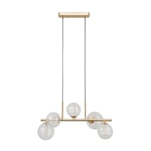 Złota lampa wisząca szklane kule nad stół wyspę TOLEDO ITALUX PND-40717-5-HBR
