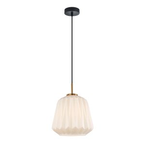 Lampa wisząca szklana żłobiony klosz dekoracyjna biała w nowoczesnym stylu Antita PND-3645-1-BRO-W Italux