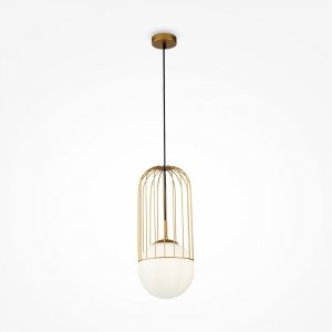 Lampa wisząca złota metalowa biała kula designerska uniwersalna regulacja wysokości Telford MAYTONI P363PL-01G