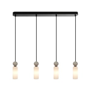 Nowoczesna lampa wisząca żyrandol poczwórny Santos Italux PND-95331-4-BK Opalowy czarny mat nad wyspę stół Art Deco