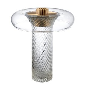 Lampka stołowa nocna LED dekoracyjna szklana transparentna falista struktura designerska nowoczesna CLARO ST-8895T Step Into Design 