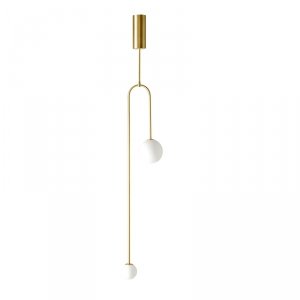 Złota dekoracyjna nowoczesna lampa wisząca molekularna białe szklane kule minimalistyczna uniwersalna LOOP ST-8928S brass Step Into Design 